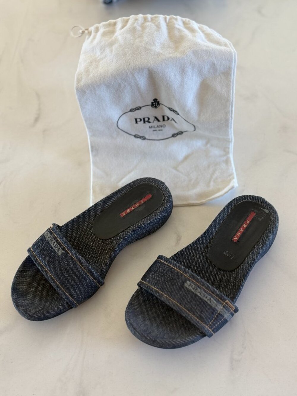 Prada Denim Slide Sandals / Blue Denim US 7